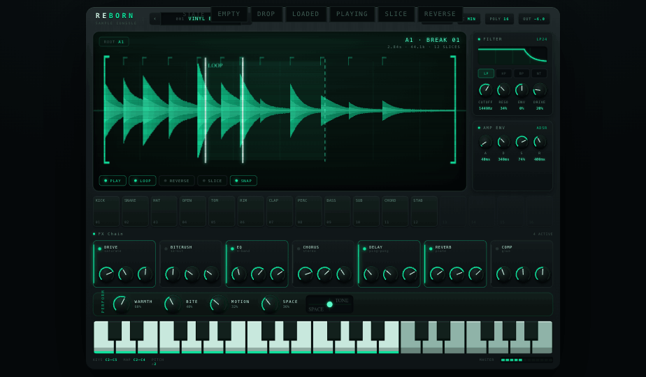 Reborn sampler — full interface